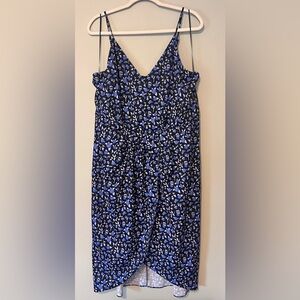 Chelsea28‎ Faux Wrap Dress Blue Floral Sleeveless V-Neck Size XXL NWT